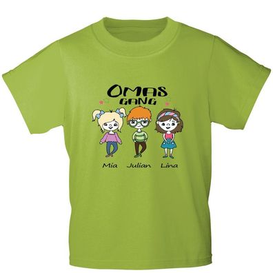 Kinder T-Shirt mit Print - Omas Gang...3 Namen Personalisierbar - 85162 versch. Farb