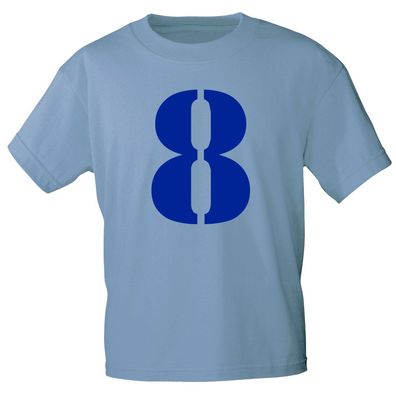 Kinder T-Shirt mit Print Zeichen Zahl Acht - 8 - 85130 Hellblau Gr. 152/164