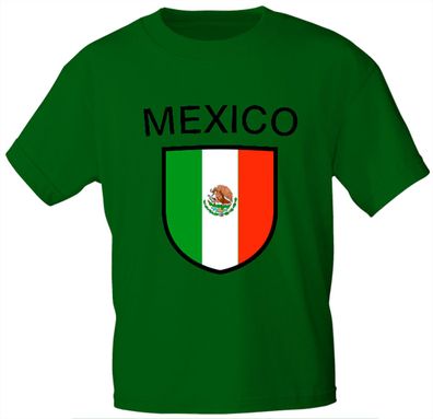 Kinder T-Shirt mit Print Fahne Flagge - MEXIKO - 76107 grün Gr. 152/164