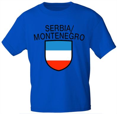 Kinder T-Shirt mit Print Wappen Flagge - Serbia Montenegro - 76112 royalblau Gr. 152