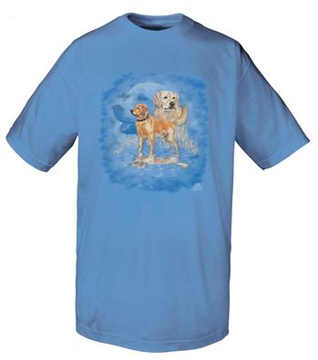 T-Shirt mit Print Hund - Golden Retriever - 09993 hellblau Gr. S-2XL