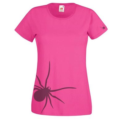 Girly-Shirt mit beidseitigem Print - Spinne Spider - 85230 Rosa Gr. XS-2XL