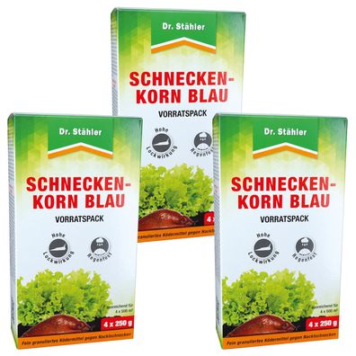 3 x DR. Stähler Schneckenkorn blau, 4 x 250 g