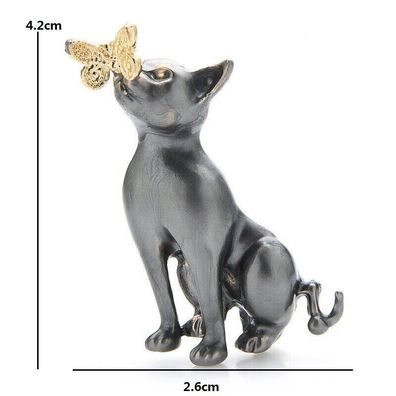 Katzen Brosche, Tier Schmuck, Katzen mit Schmetterling Brosche(B280226)