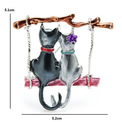 Katzen Brosche, Katzen Paar Brosche, Tier Schmick, Tier Brosche (B28022620)