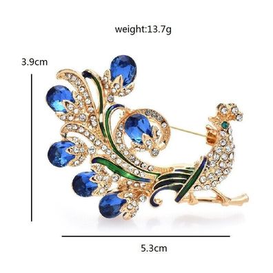 Blaue Pfau Brosche, Vogel Brosche, Tier Schmick, Tier Brosche (B2802620)