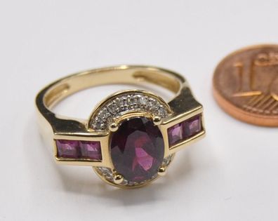 Turmalin Rubellit Ring Solitär Diamant 585 Gold modern Neu wertig massiv