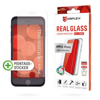 Displex Panzerglas 10H inklusive Handyhülle transparent für Apple iPhone 6/7/8/S