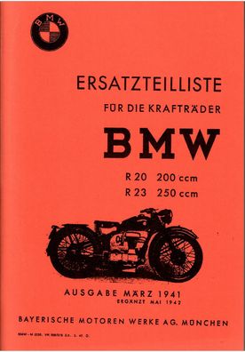 Ersatzteilliste BMW Motorrad R 20 (200 ccm) und R 23 (250 ccm), Zweirad, Oldtimer