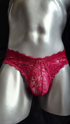 Herren Spitzen Slip Panty Dunkelrot Femboy Hipster
