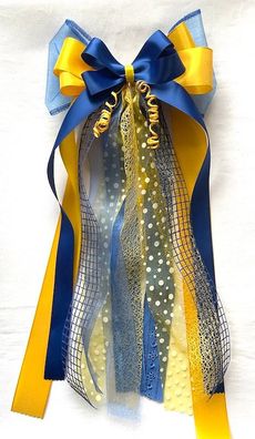 Schleife Schultüte Zuckertüte Schultütenschleife Einschulung blau gelb