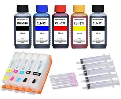 Nachfüllbare Patronen PGI-570 + CLI-571 + Tinte für TS5050 TS5055 TS6050 TS6051