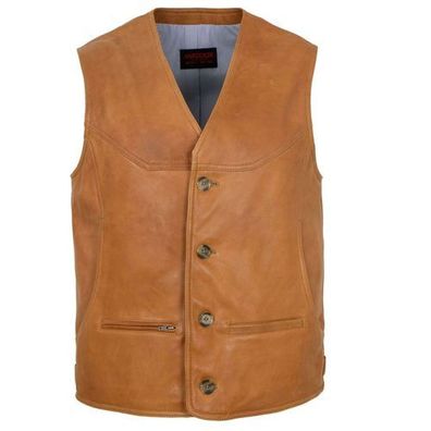 MADDOX - Herren Lederweste Lammnappa cognac