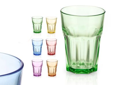 6er Trinkgläser Buntes Glas 360 ml Wassergläser Limogläser Longdrinkgläser 76755