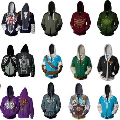 The Legend of Zelda Link 3D Hoodies Herren Zip Sweatshirts Jacke Mantel Kostume