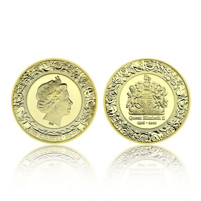 Gedenkmedaille Queen Elisabeth zum 1926-2022 einfarbig vergoldet (EM010326)