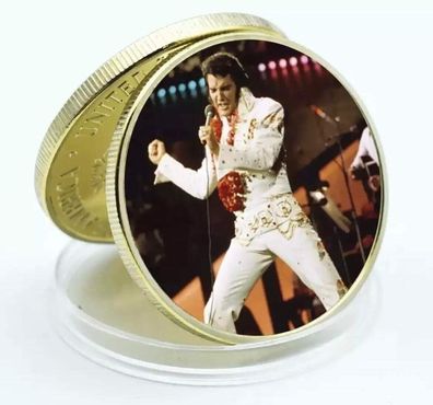 Schöne Elvis Presley Medaille vergoldet (EPM01032610)