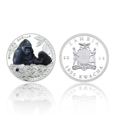 Seltene Zambia Münzen Bedrohte Tierarten Mountain Gorilla Neusilber (TM010326)
