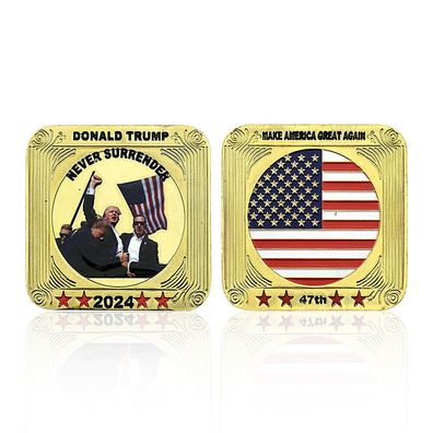 Donald Trump 2024/Medaille Never Surrender/ 47 Präsident der USA/vergoldet (TM010626)