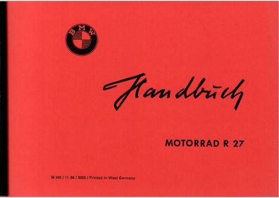 Handbuch BMW R 27, Bedienungsanleitung, Motorrad, Zweirad, Oldtimer
