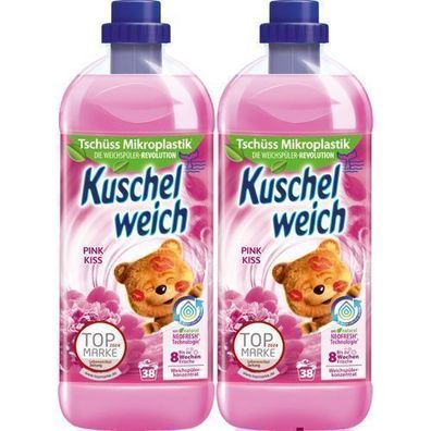 Kuschelweich Pink Kiss Weichspüler 2x1 l - Sanfte und duftende Pflege