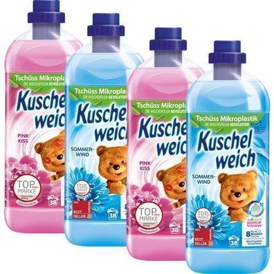 Kuschelweich Weichspüler Set 4x1l - Hochwertige Textilpflege aus Deutschland
