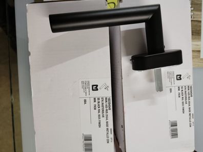 Marchesi Fenstergriff + Verriegelung Gehrung + ovale Rosette, Edelstahl schwarz