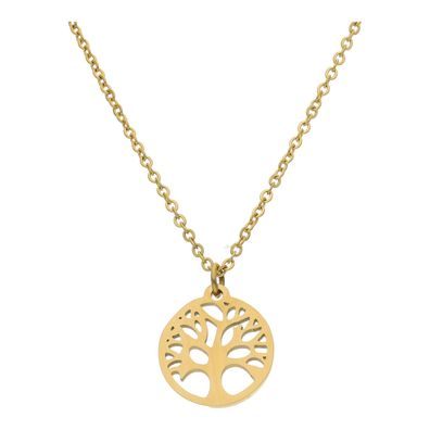 Collier mit Anhänger Edelstahl, Goldplattiert Lebensbaum JL45-05-0141 JuwelmaLux