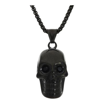 Kette mit Anhänger Totenkopf Edelstahl ionenplattiert schwarz JL45-05-0144 JuwelmaLux