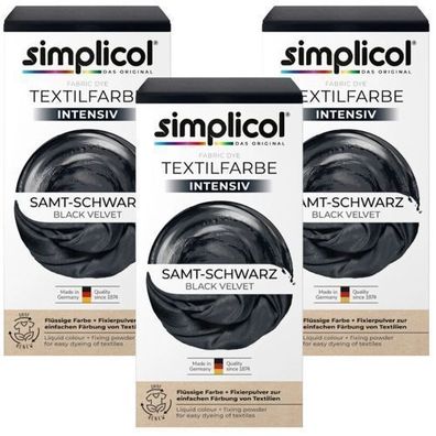 Simplicol Samt-Schwarz Textilfarben Set (3 Stück)
