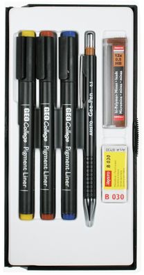 Aristo Pigment Liner Set 0.3/0.5/0.7, inen, eo Pen, tudio 30