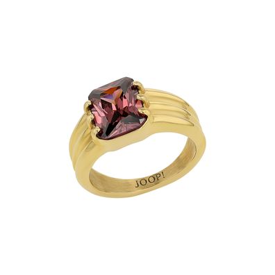 Joop! Damen Ring 204053 Edelstahl, Gold plattiert, Zirkonia, lila