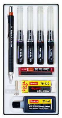 Aristo Tuschefüller mg1 pro Studio 4er-Set 9-teilig, Stärken 0.13/0.25/0.4/0.6 mm