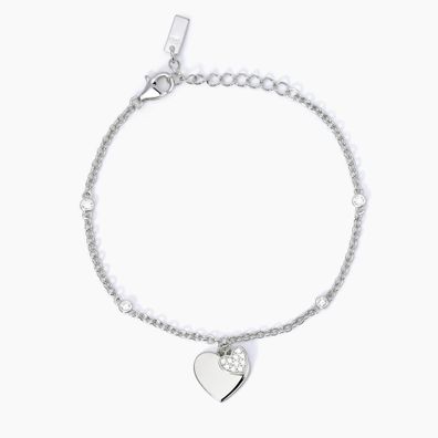Mabina Damen Silber 925 Armband mit Herzanhänger Zirkonia 533637