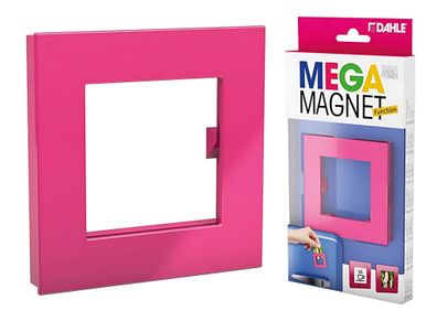 Dahle MEGA Magnet SQUARE XL pink, 75 x 75 mm mit Fotohalterung