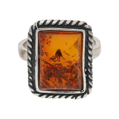 JuwelmaLux Trachten Ring Silber, geschwärzt, mit Bernstein JL30-07-4870