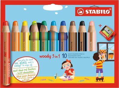 Stabilo woody 3 in 1, 10er Etui mit Spitzer