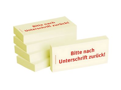 Haftnotizen "Bitte nach Unterschrift zurück" - 75 x 35 mm, 5x100 Blatt