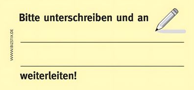 Haftnotizen "Bitte unterschreiben und an, weiterleiten"