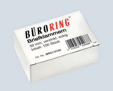 Büroring Briefklammern 32mm/100 verzinkt spitz-eckig