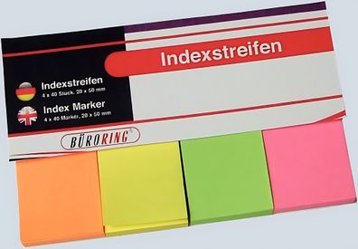 Index Haftstreifen aus Papier 4 x 40 Streifen 20x50mm Farben: grün,