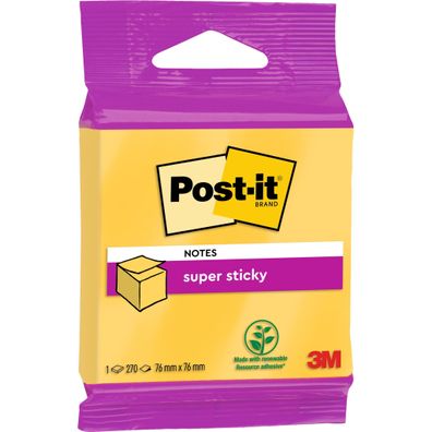 Post-it Haftnotiz Würfel - 70 g, 76 x 76 mm, narzissengelb, 270 Blatt