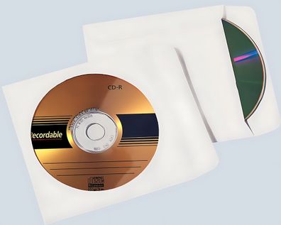 CD Hülle, Selbstklebend, weiß, 124 x 124mm mit Fenster, 90g 100 Stück