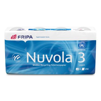 Toilettenpapier Nuvola 3-lagig hochweiß mit Blumenprägung