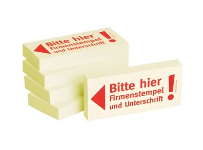 Haftnotizen "Bitte hier Firmenstempel und Unterschrift"