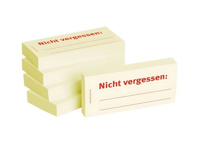 Haftnotizen 75 x 35 mm, gelb Nicht vergessen