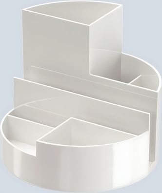 Rundbox weiß 6 Fächer m. Brief- und Zettelfach Ø 14cm, Höhe 12,5cm