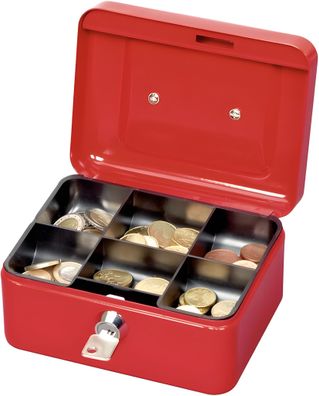 Geldkassette 152x125x81mm rot Sicherheitszylinderschloss mit 2