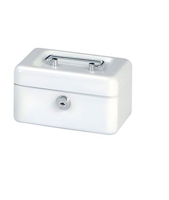 Geldkassette 152x125x81mm weiß Sicherheitszylinderschloss 2 Schlüssel