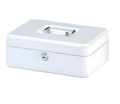 Geldkassette 250x190x88mm weiss Sicherheitszylinderschloss mit 2